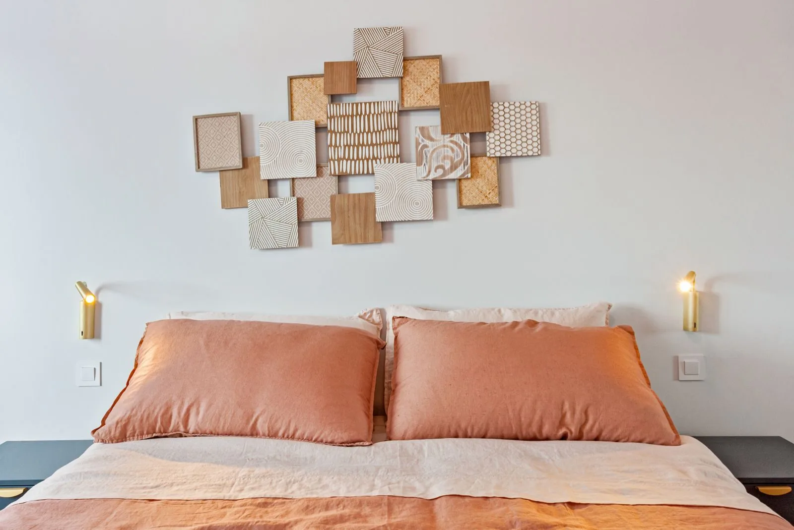 Bedroom headboard art detail — Alvide renovation by Maya's Homes