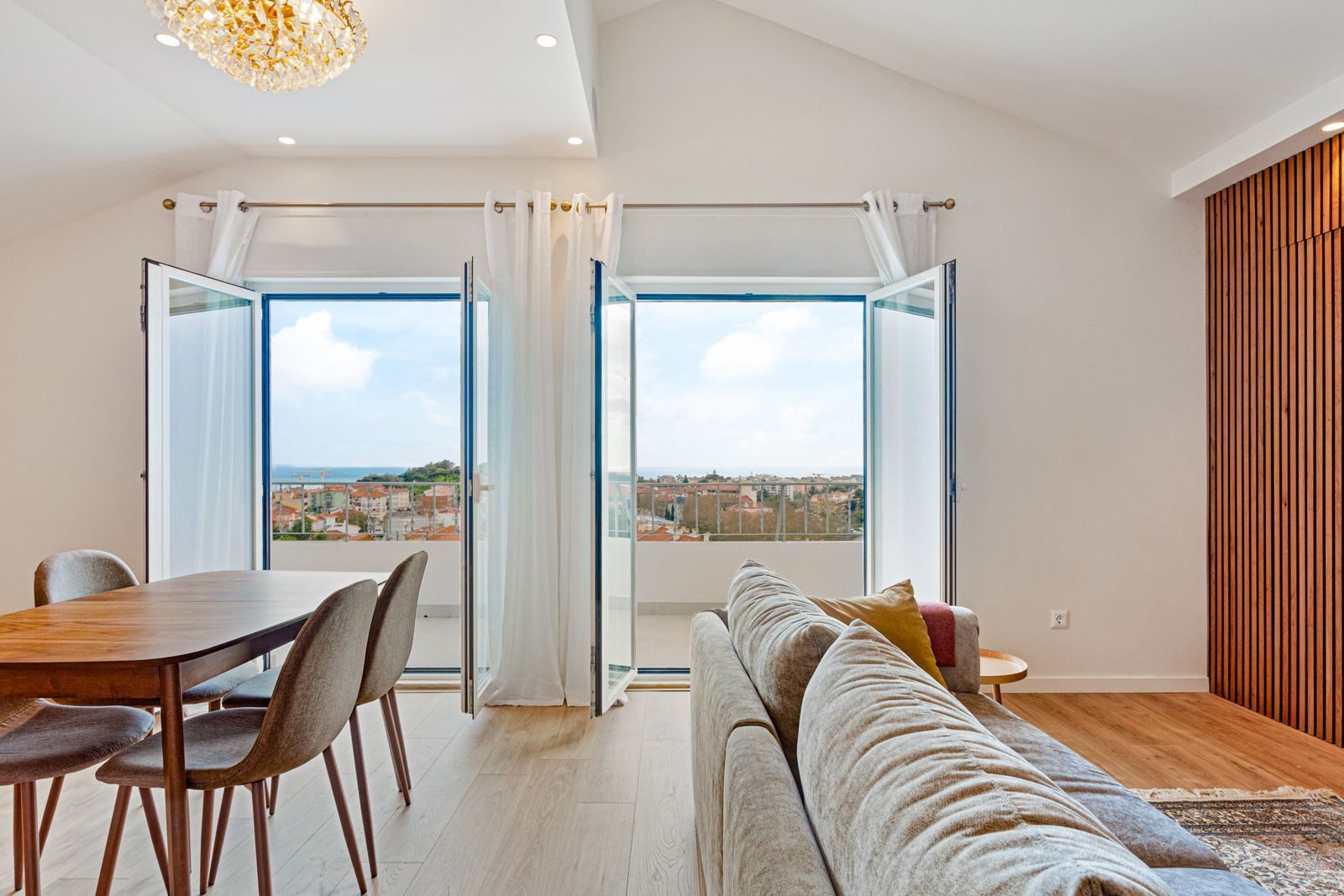 After — finished living room with ocean view
