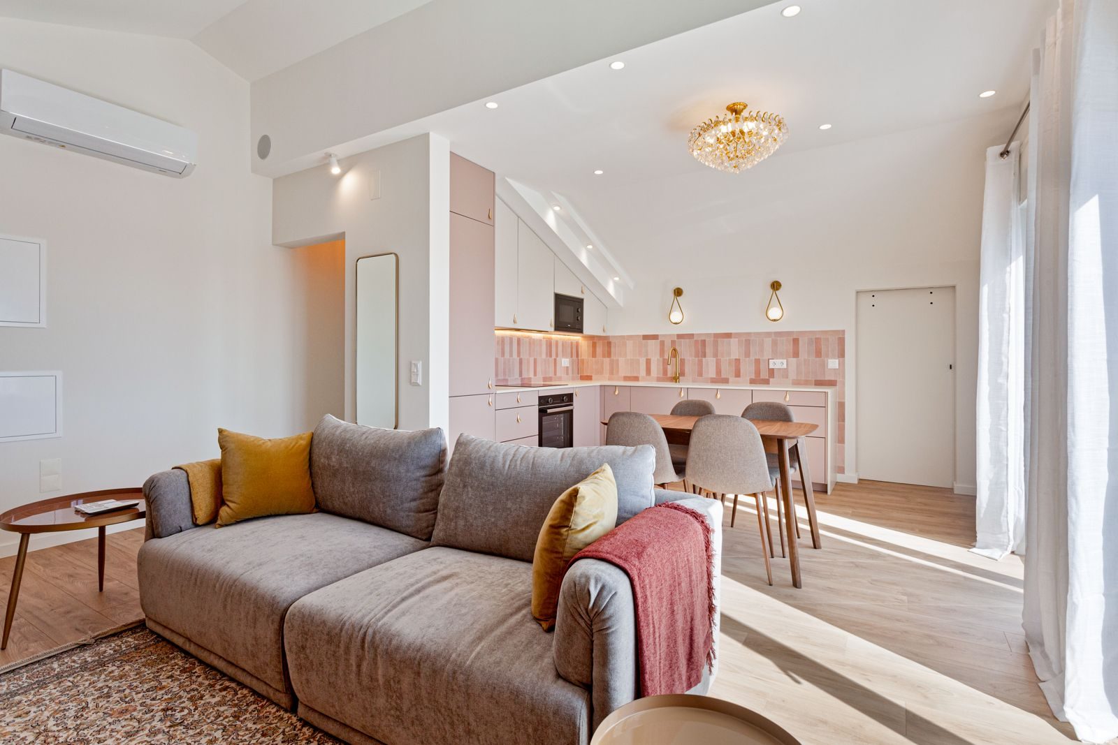 Kitchen into living room