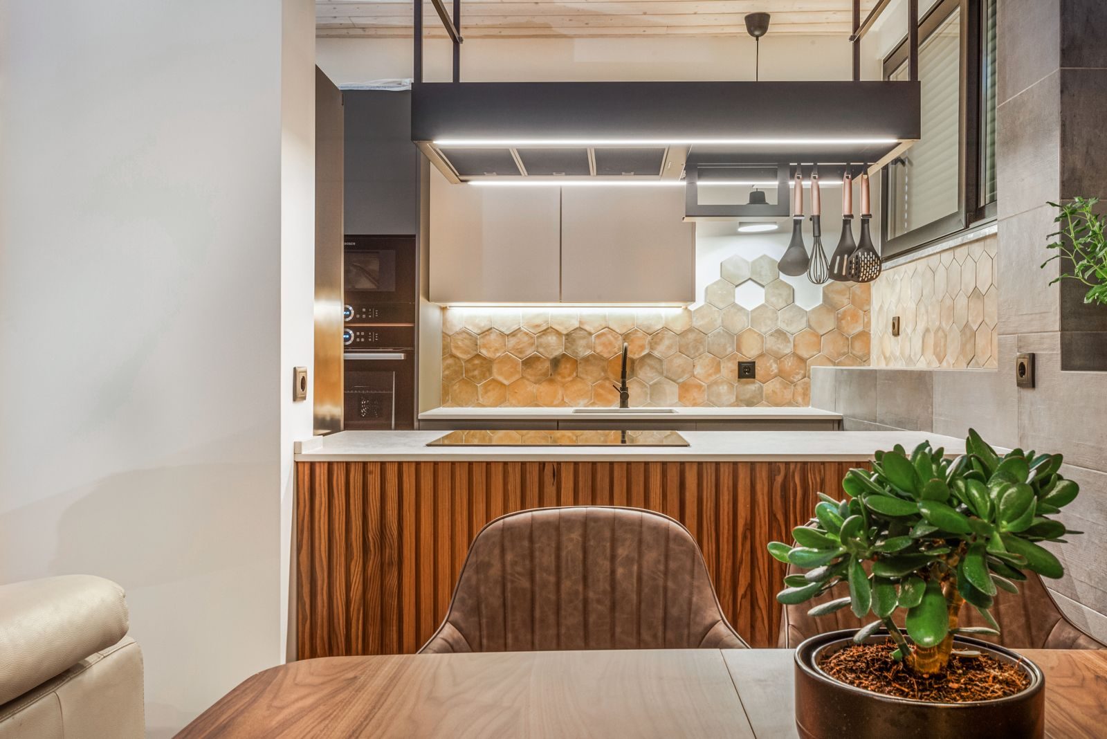 Kitchen hexagonal tile detail